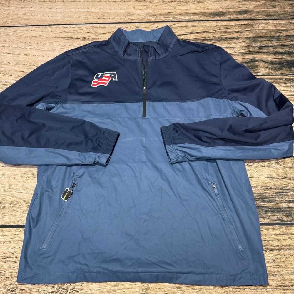 Nike Shield USA Golf Pullover Men Size M Blue Windbreaker BV0387-451